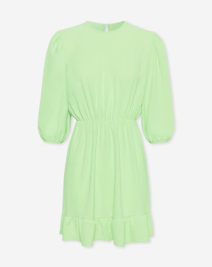 JULIE PUFF SLEEVE RUFFLE DRESS PISTACHE