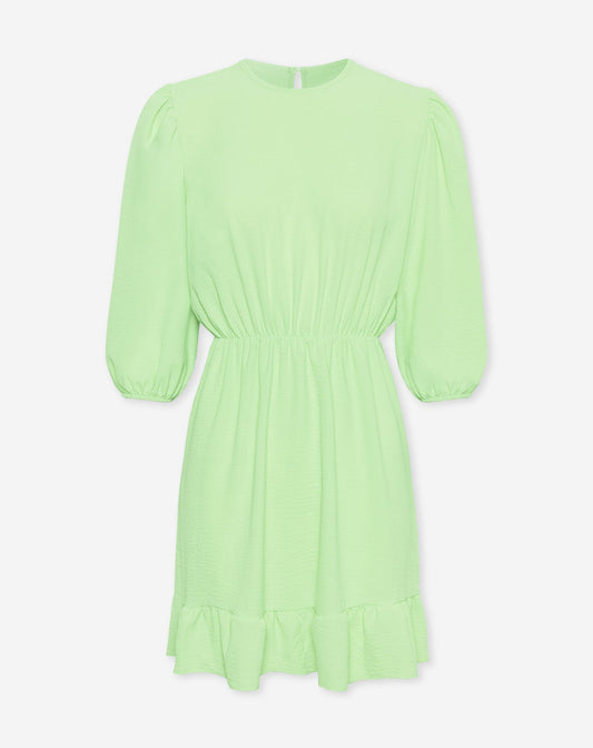 JULIE PUFF SLEEVE RUFFLE DRESS PISTACHE