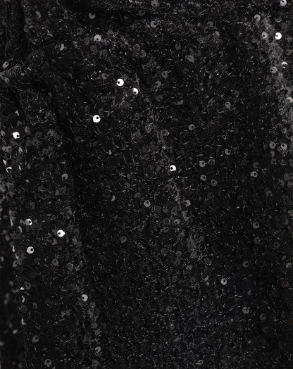 VELVET SEQUINS HALTER TOP ZWART