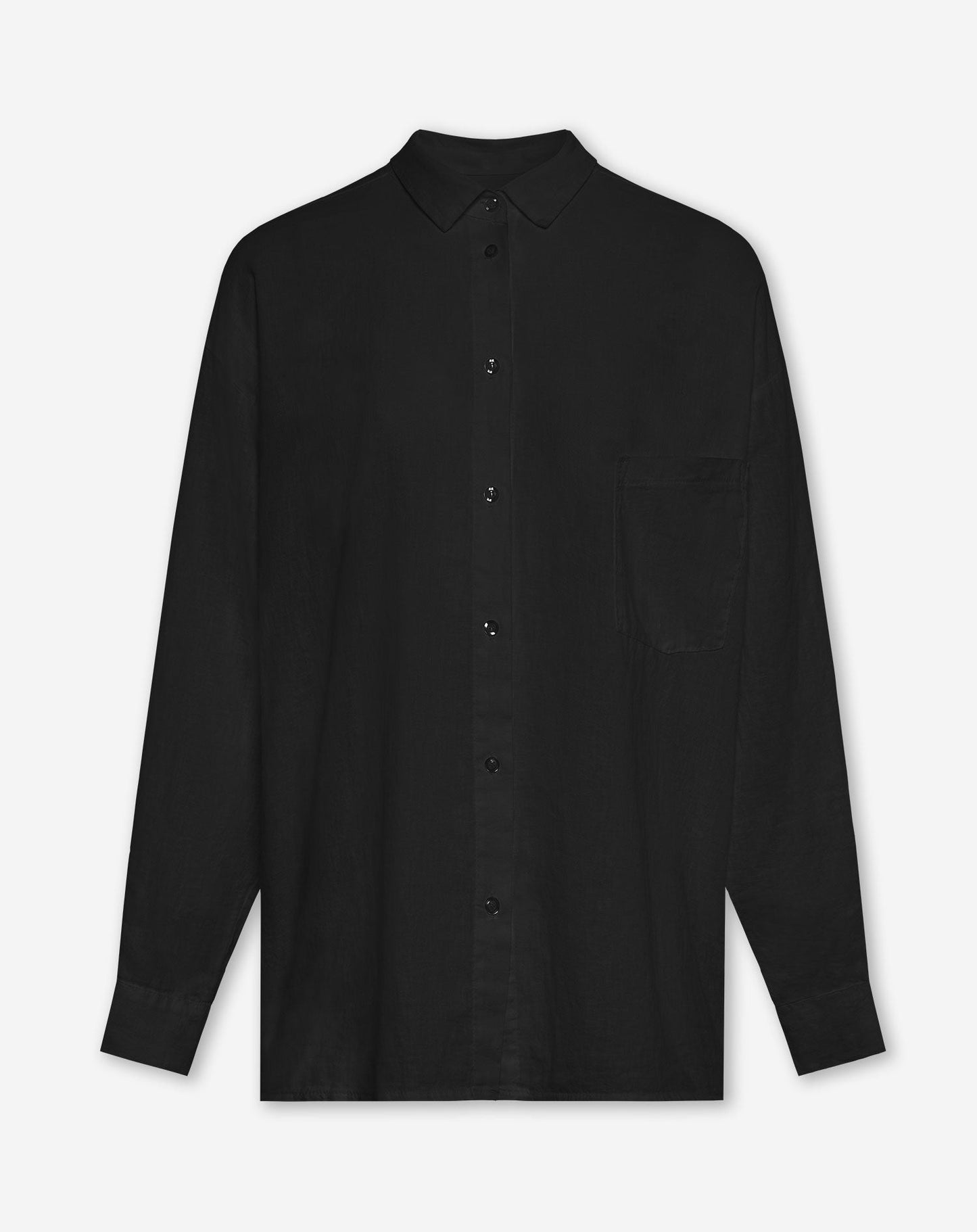 CARMEN LINEN OVERSIZED BLOUSE ZWART