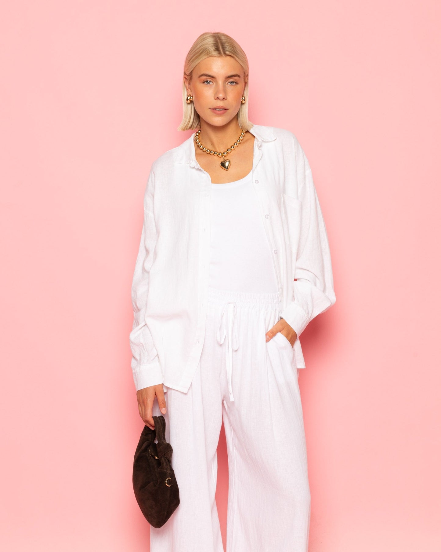 CARMEN LINEN WIDE LEG PANTS PETITE WIT