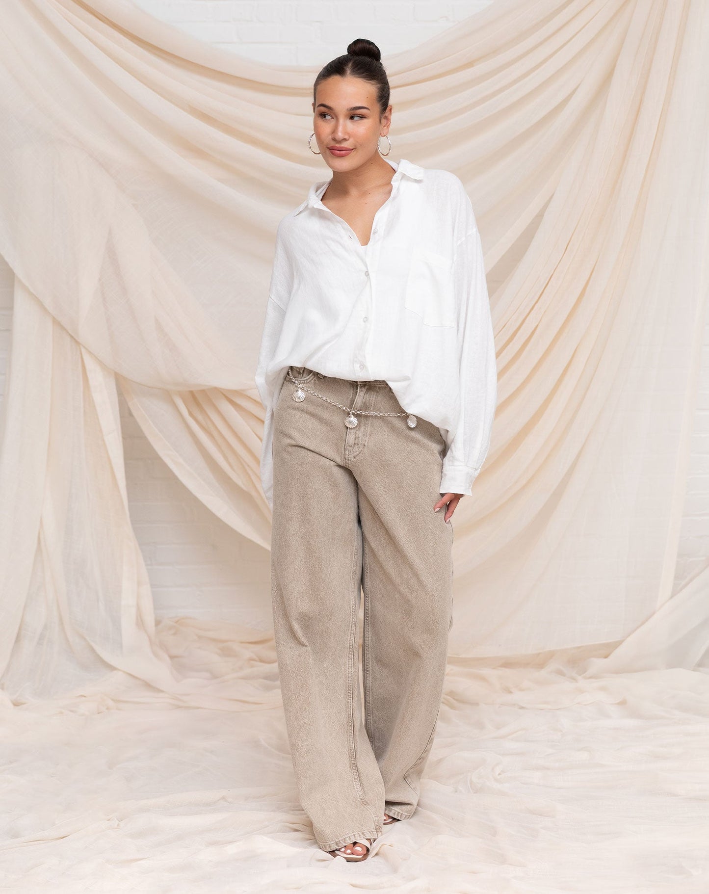 SIERRA WIDE LEG JEANS BEIGE