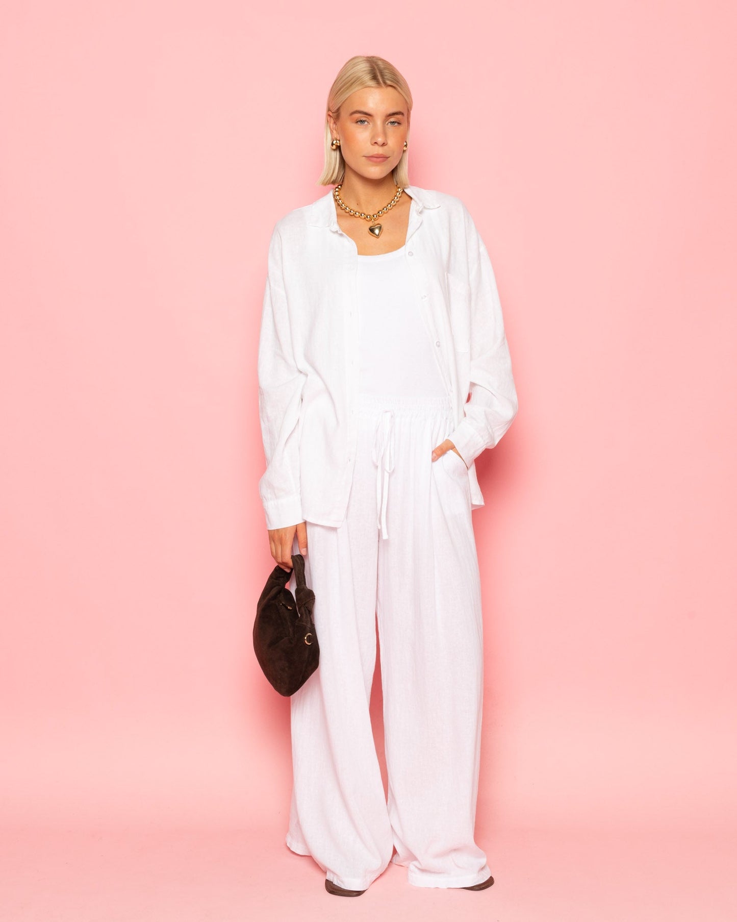 CARMEN LINEN WIDE LEG PANTS PETITE WIT