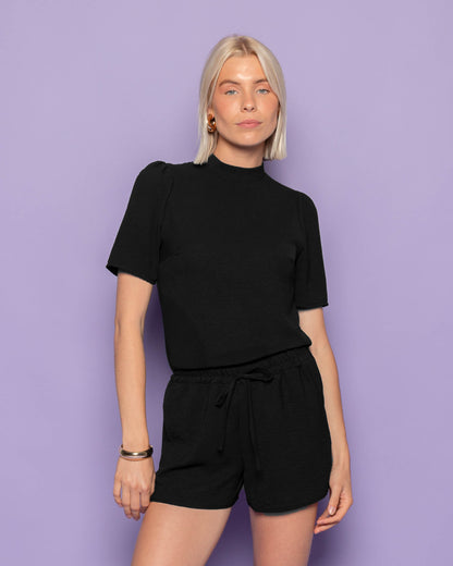 JULIE DRAWSTRING SHORTS ZWART