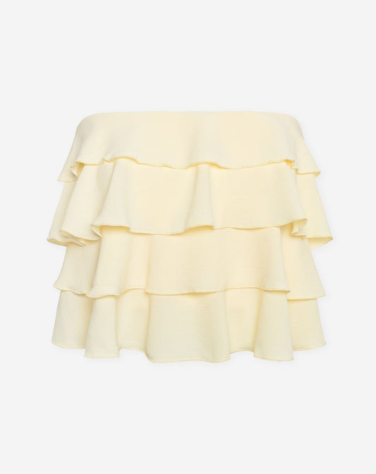 JULIE STRAPLESS RUFFLE TOP BOTERGEEL