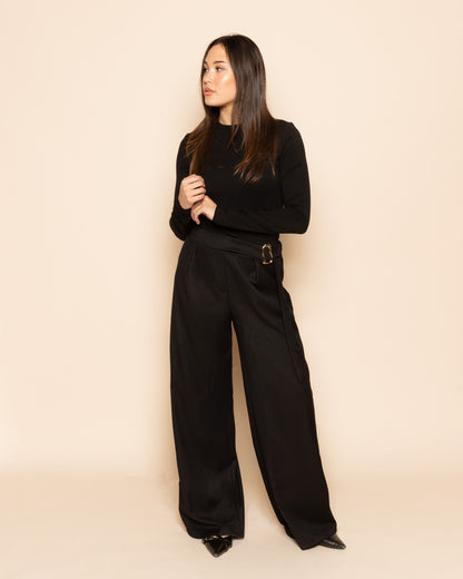 PHOEBE BUCKLE STRAIGHT LEG PANTALON TALL ZWART