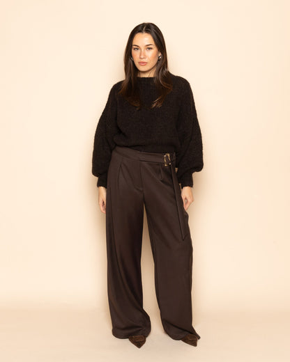 PHOEBE BUCKLE STRAIGHT LEG PANTALON BRUIN