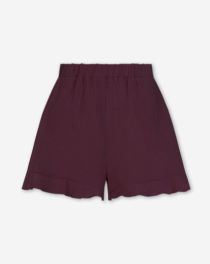 MOUSSELINE SHORTS DONKER BURGUNDY
