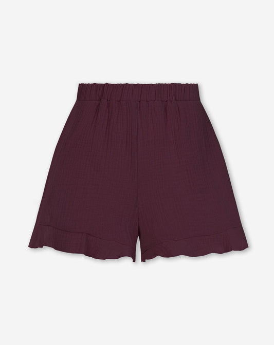 MOUSSELINE SHORTS DONKER BURGUNDY