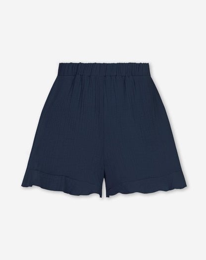 MOUSSELINE SHORTS MARINEBLAUW