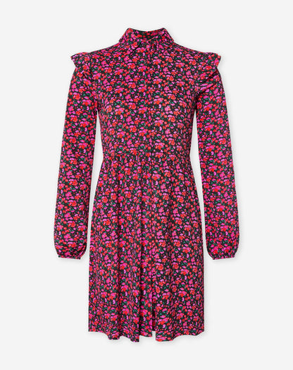MAY BUTTON DRESS ROZE FLOWERS