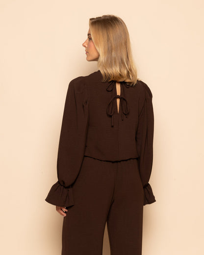 JULIE PLEATS LONG SLEEVE TOP BRUIN