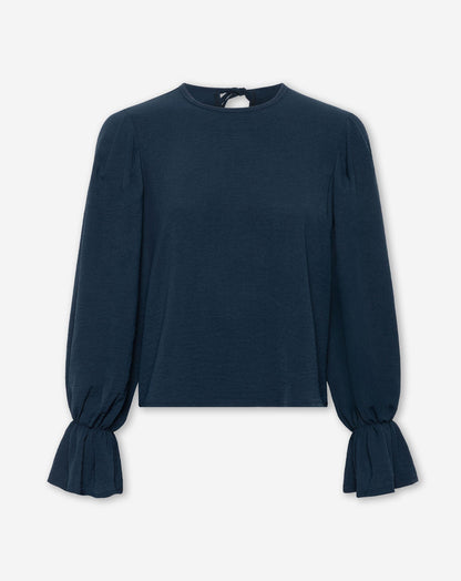 JULIE PLEATS LONG SLEEVE TOP MARINEBLAUW