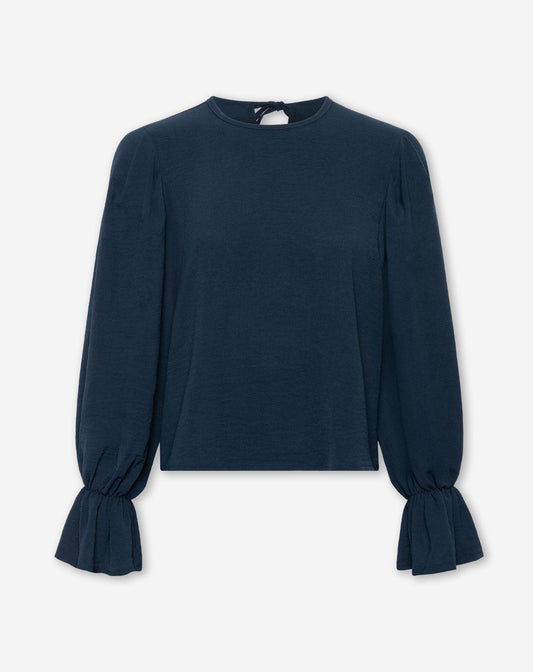 JULIE PLEATS LONG SLEEVE TOP MARINEBLAUW