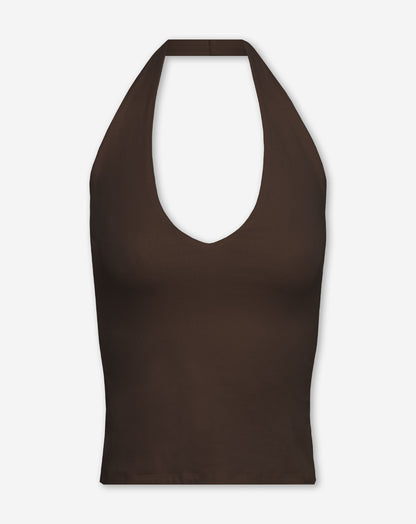 TAMAR HALTER TOP DONKERBRUIN