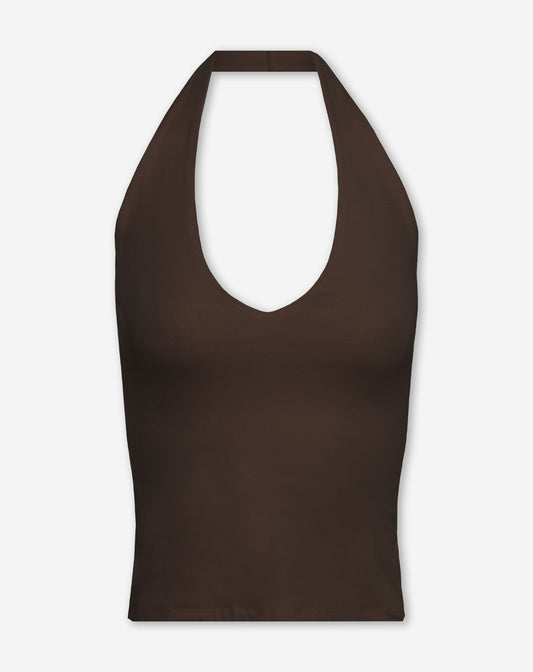 TAMAR HALTER TOP DONKERBRUIN