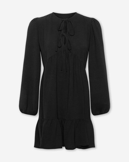 JULIE RUFFLE BOWS DRESS ZWART