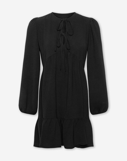 JULIE RUFFLE BOWS DRESS ZWART