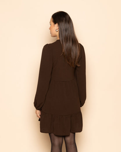JULIE RUFFLE BOWS DRESS BRUIN