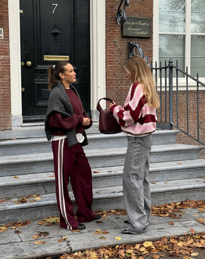 CROCHET TAPE PANTALON TALL BURGUNDY