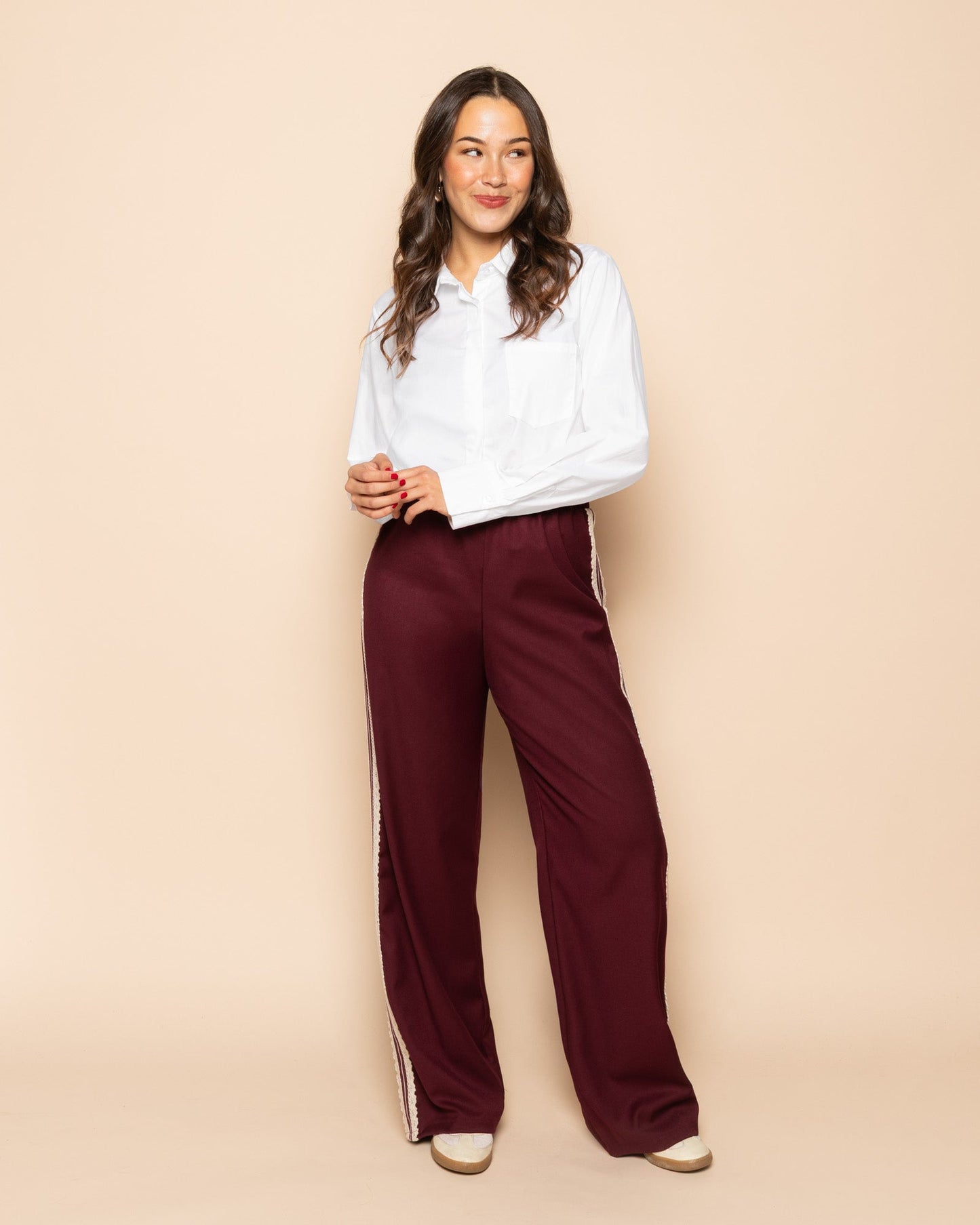 CROCHET TAPE PANTALON TALL BURGUNDY