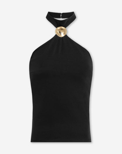 HALTER BROCHE TOP ZWART