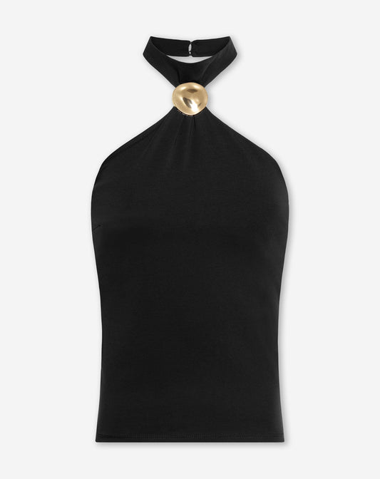 HALTER BROCHE TOP ZWART