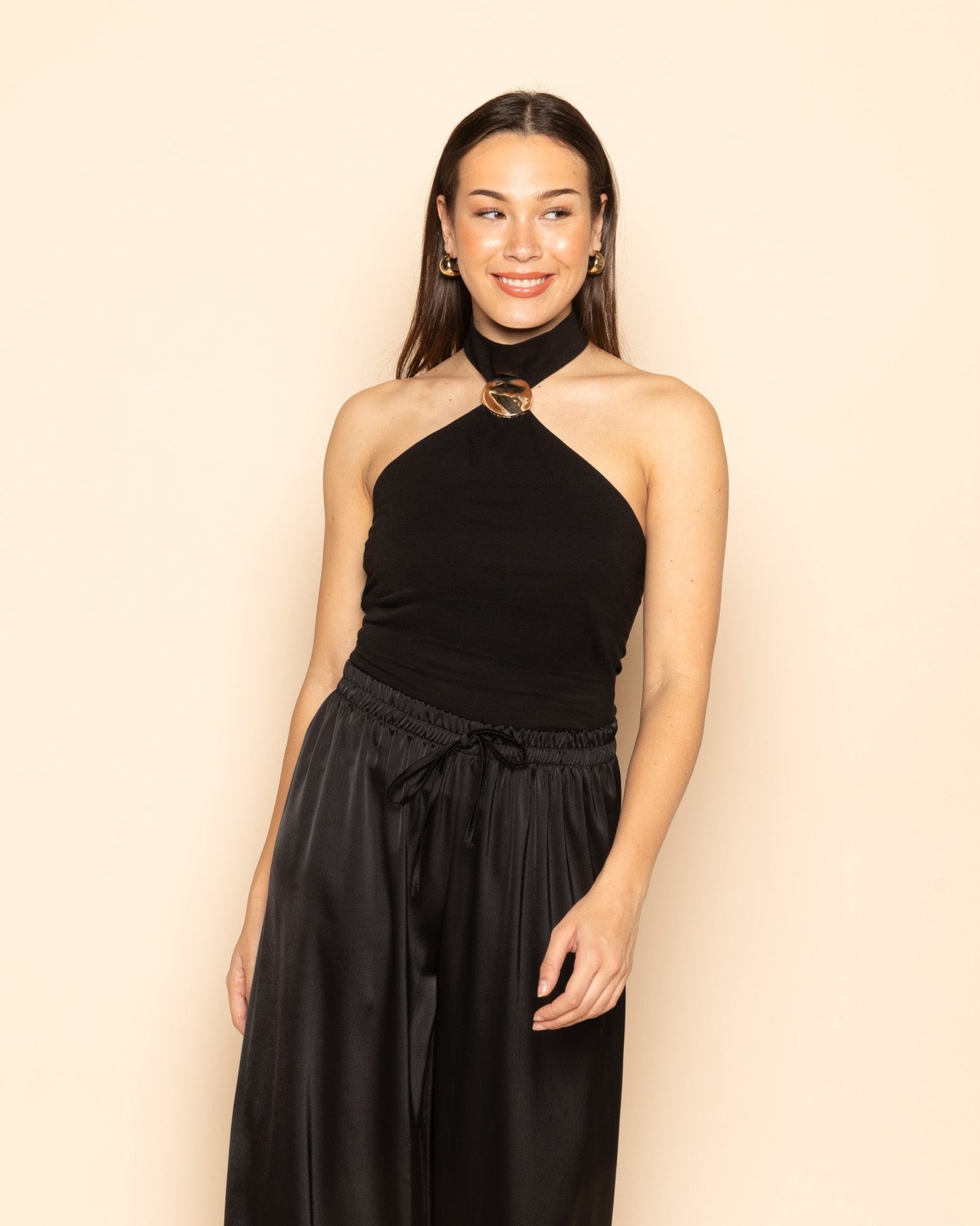 HALTER BROCHE TOP ZWART