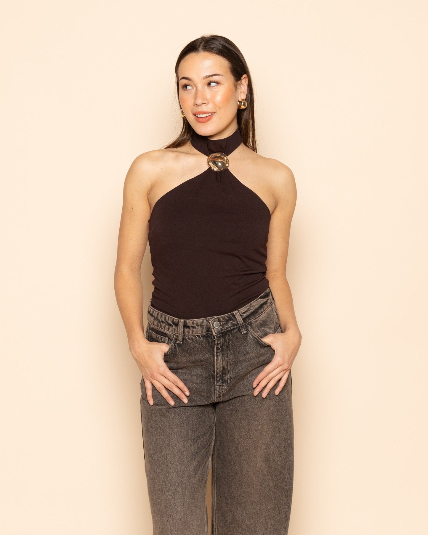 HALTER BROCHE TOP BRUIN