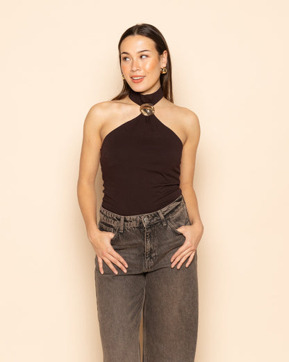 HALTER BROCHE TOP BRUIN