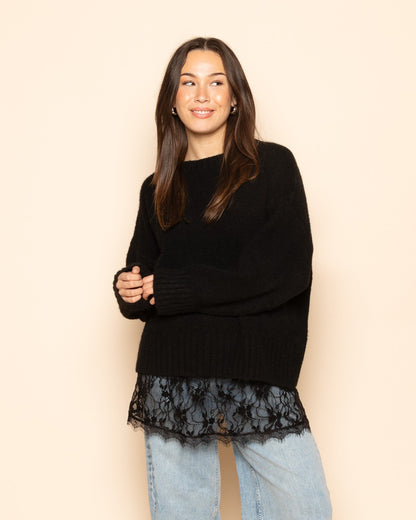 LACE CAMI DRESS ZWART