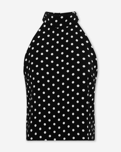 JULIE DOT HALTER TOP ZWART