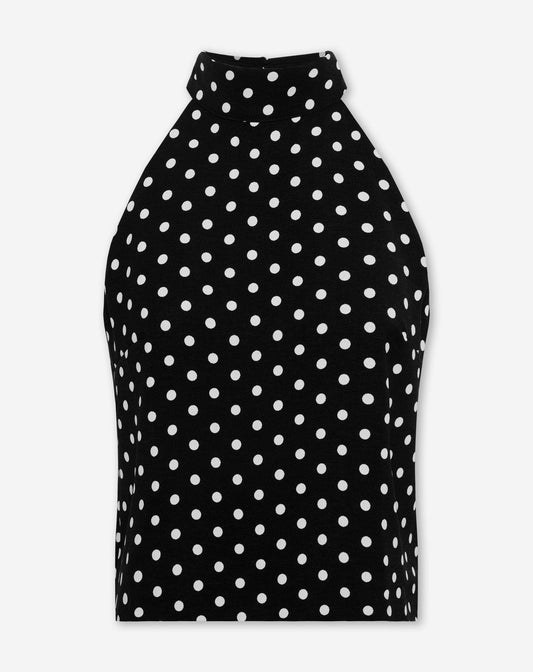 JULIE DOT HALTER TOP ZWART