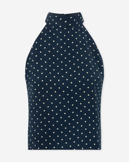 JULIE SMALL DOT HALTER TOP MARINEBLAUW