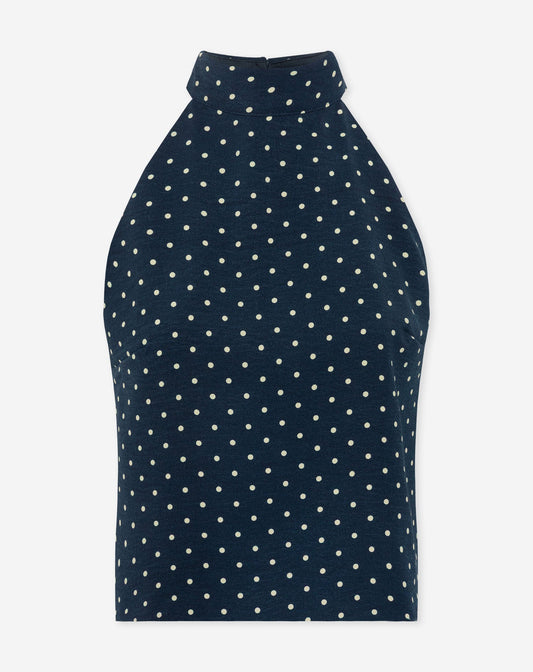 JULIE SMALL DOT HALTER TOP MARINEBLAUW