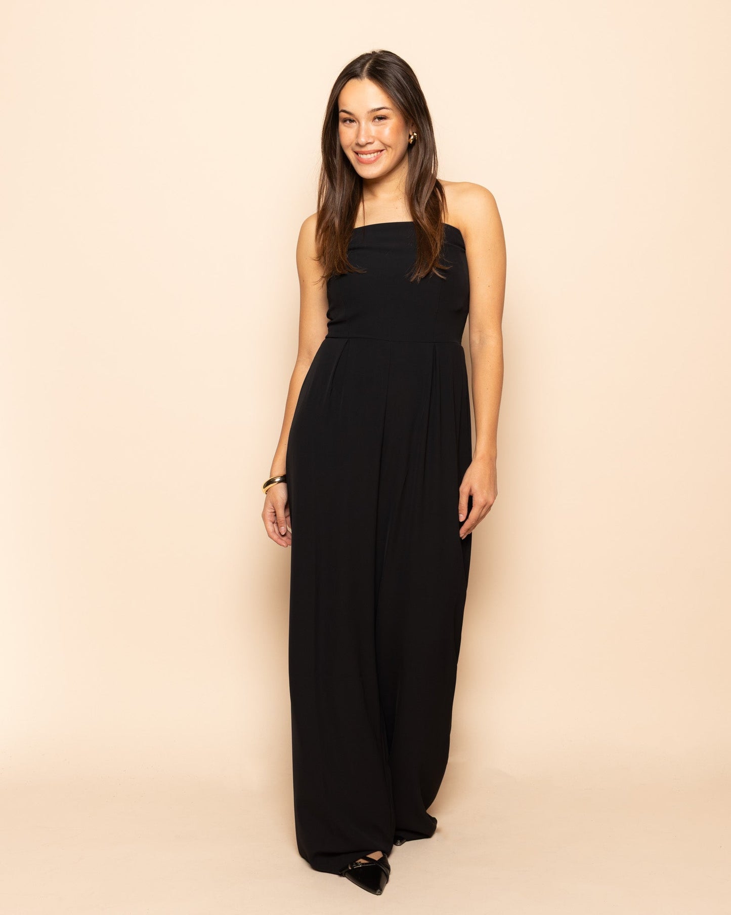 ISA STRAPLESS JUMPSUIT ZWART