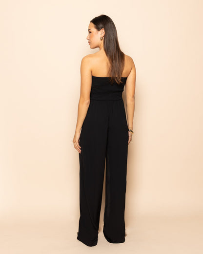 ISA STRAPLESS JUMPSUIT ZWART