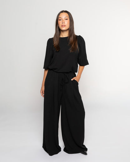 JULIE WIDE LEG PANTALON PETITE ZWART