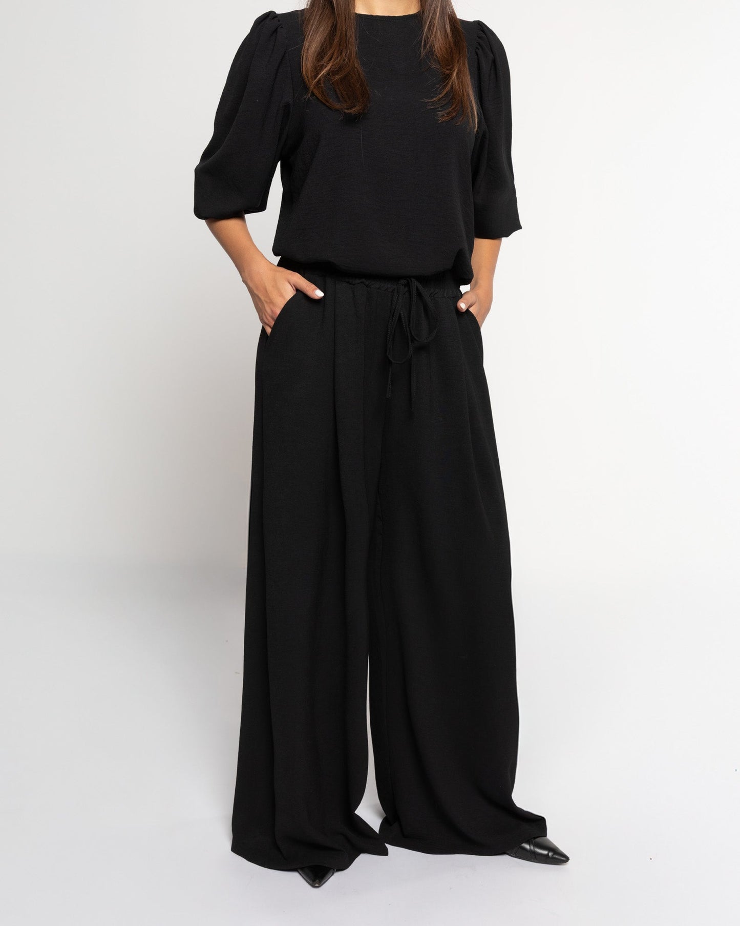 JULIE WIDE LEG PANTALON TALL ZWART