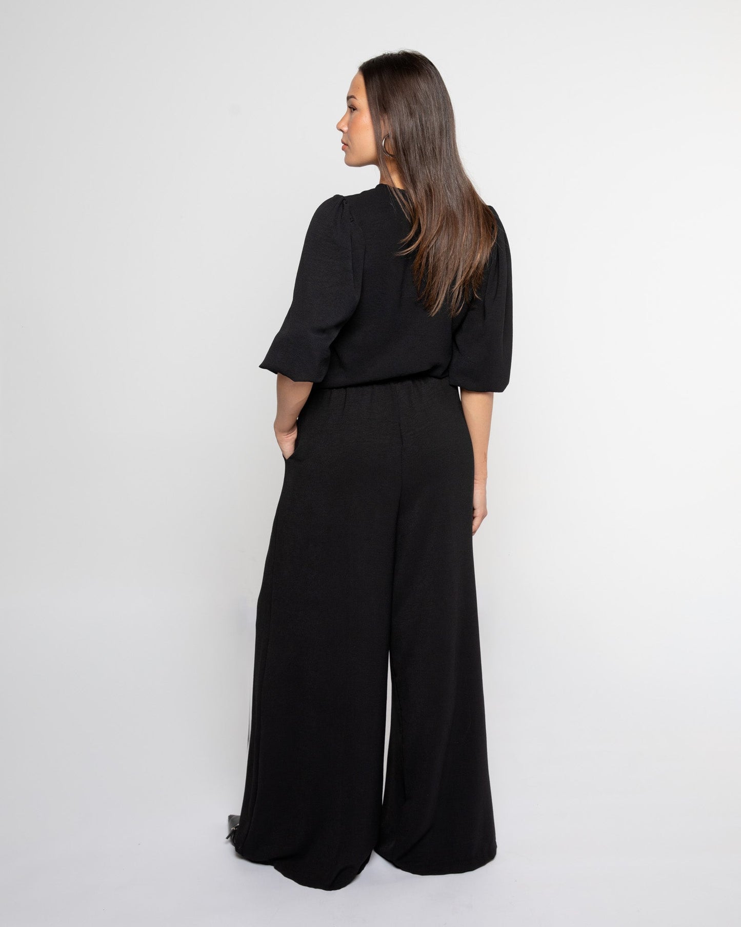 JULIE WIDE LEG PANTALON TALL ZWART