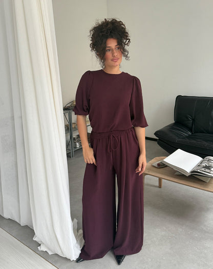JULIE PUFF SLEEVE TOP DONKER BURGUNDY