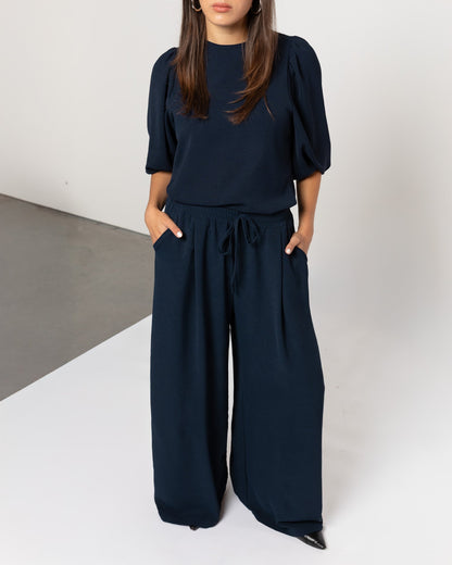 JULIE WIDE LEG PANTALON PETITE MARINEBLAUW