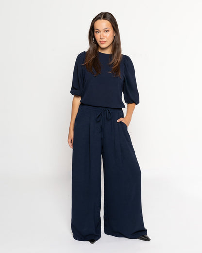 JULIE WIDE LEG PANTALON PETITE MARINEBLAUW