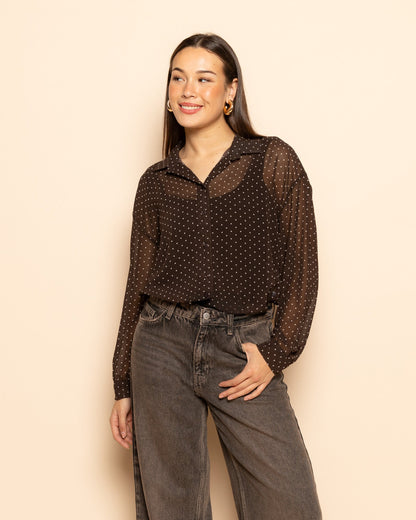 DANA SMALL DOTS BLOUSE BRUIN