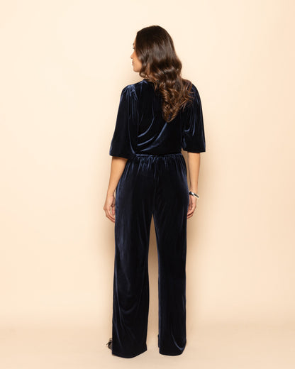 JULIE VELVET PANTALON MARINEBLAUW