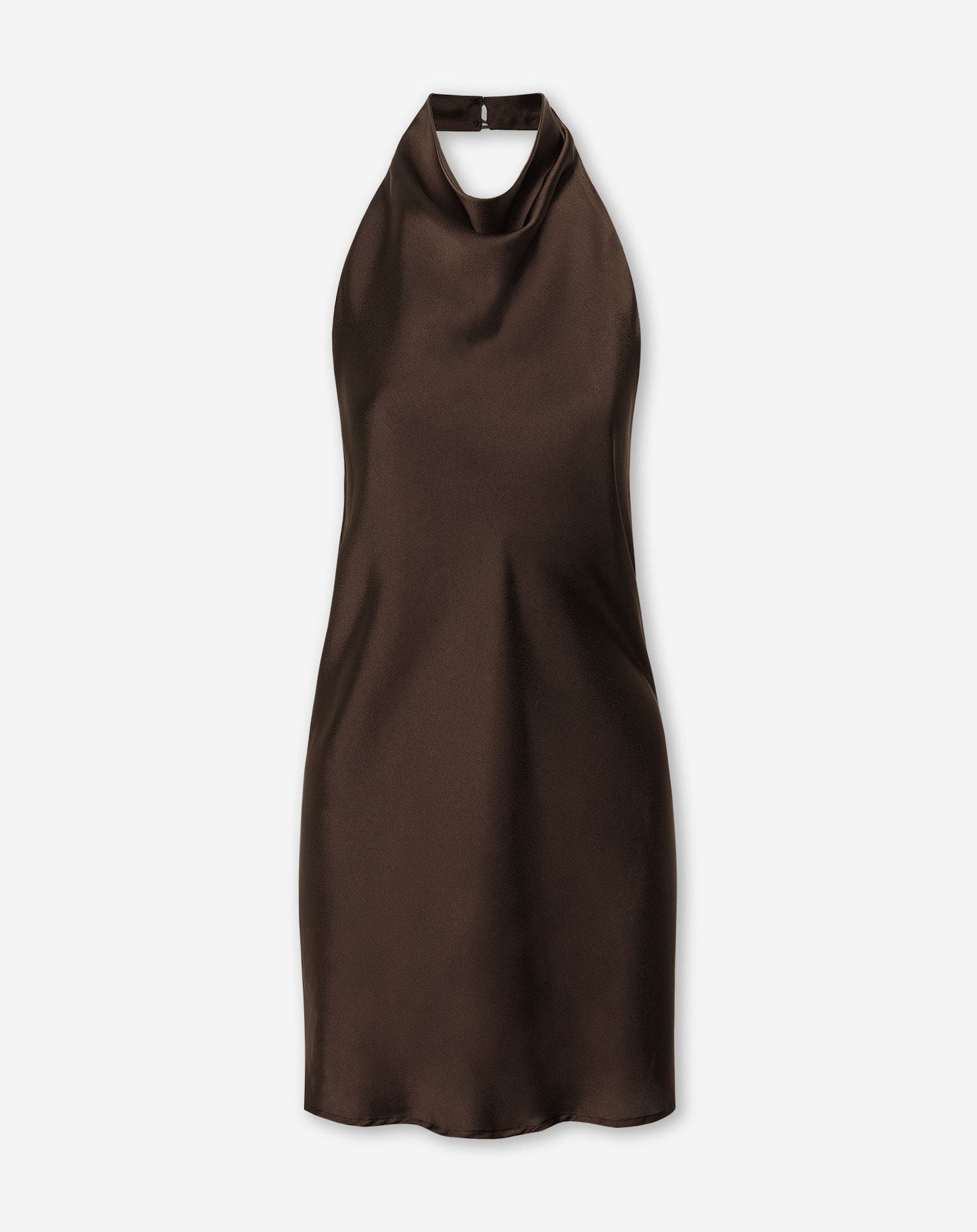 IRIS SATIN HALTER DRESS BRUIN