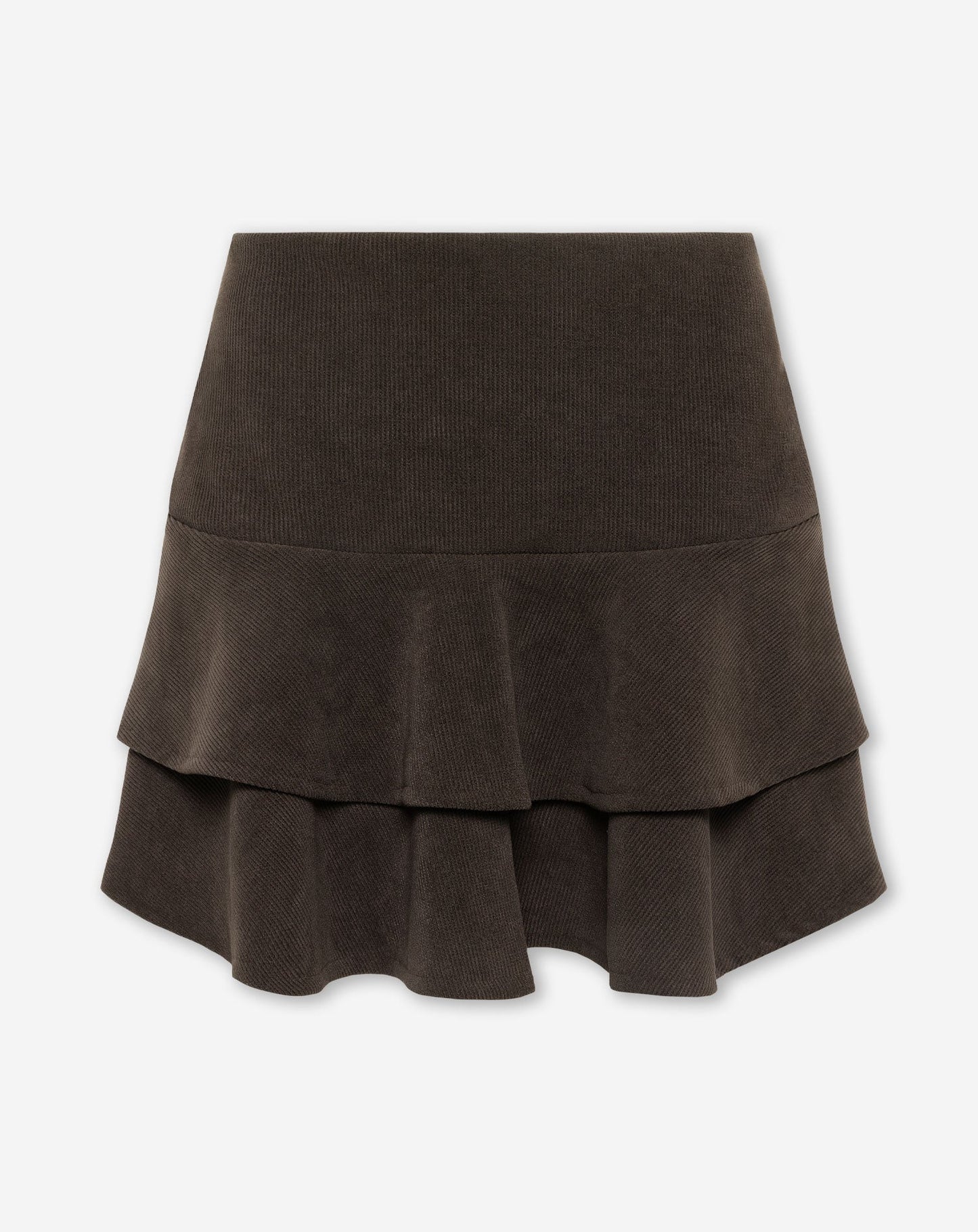 CORDUROY RUFFLE SKIRT BRUIN