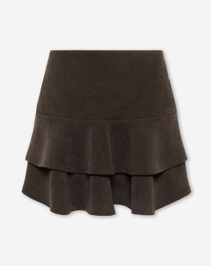 CORDUROY RUFFLE SKIRT BRUIN