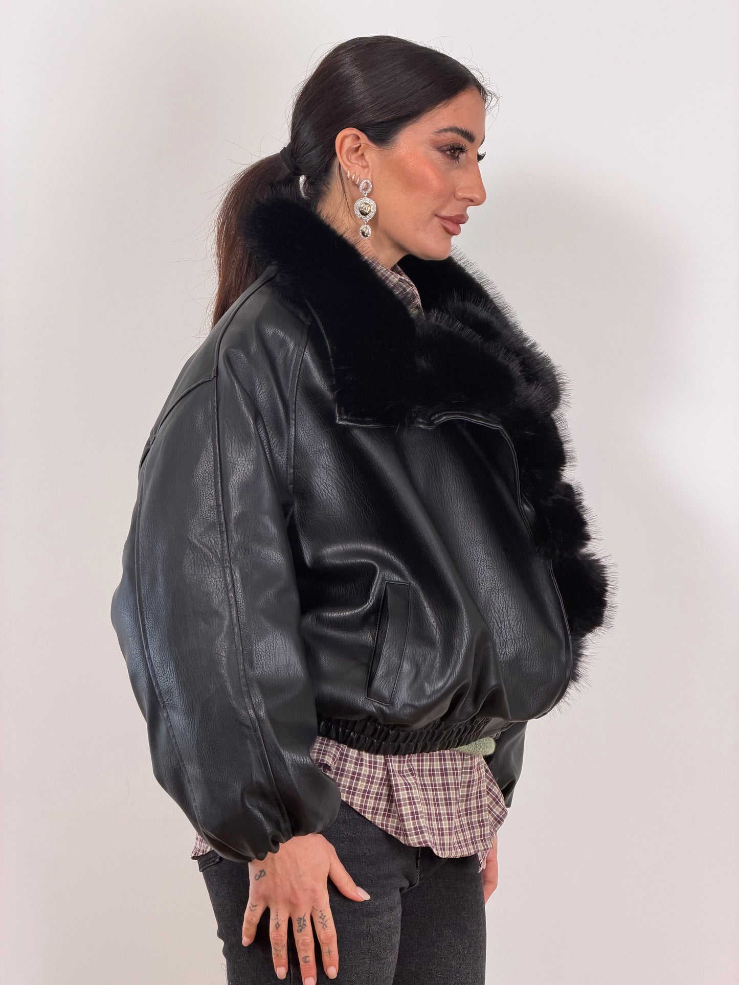 Bomber ecopelle nero imbottito12082