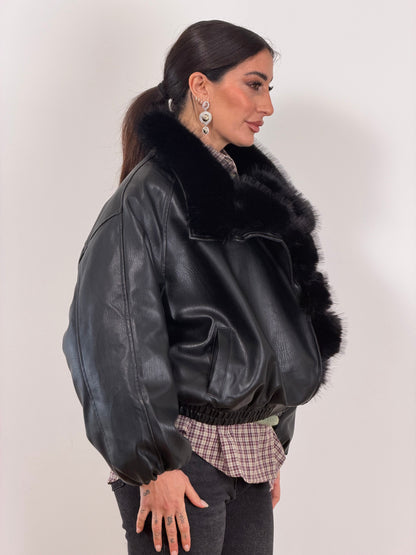 Bomber ecopelle nero imbottito12082